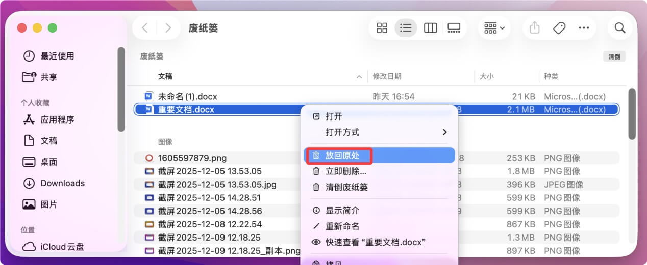 Mac废纸篓删除文件恢复