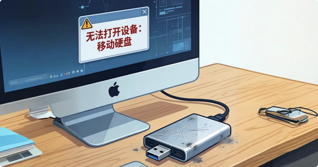 移动硬盘插入Mac后无法被打开